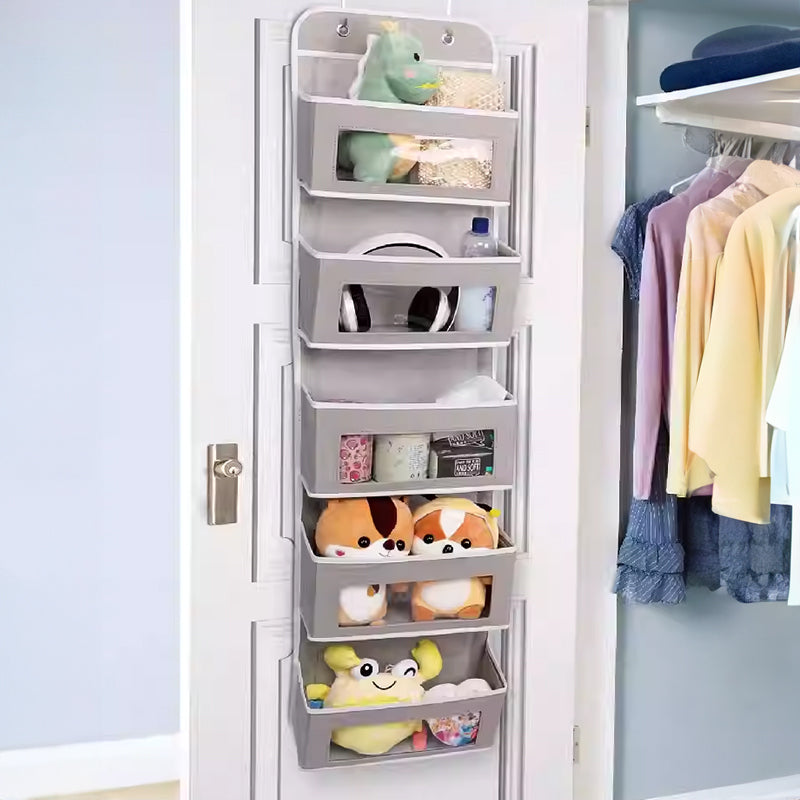 5 - Shelf Hanging Storage: Anti - Tilt, 5 large pockets. Good for bedroom, bathroom, living room (behind - door use).